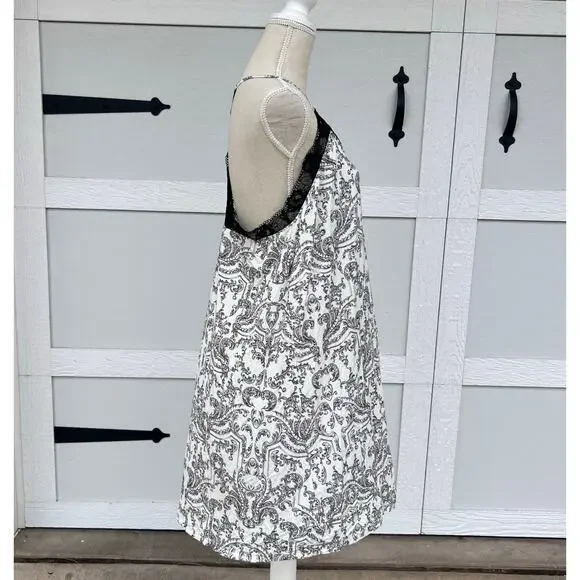 Soma Lace Trim Nightgown Pajamas Paisley Slip Dress XL Coquette - Picture 6 of 7